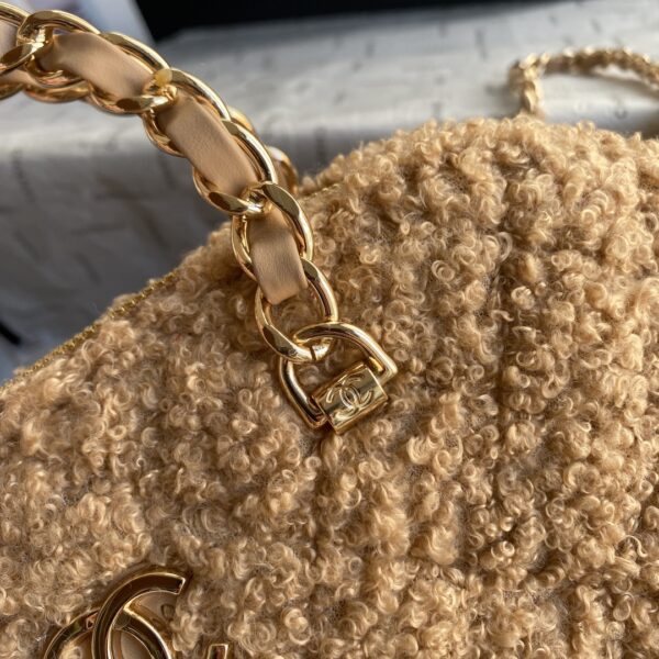 Chanel Large Lamb Wool Shell Bag - Image 2