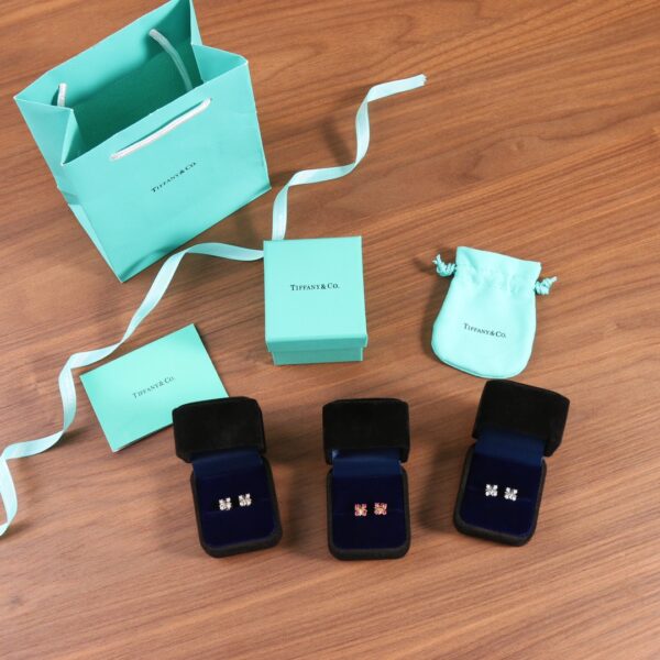 TIFFANY&Co. split color cross stud earrings - Image 2