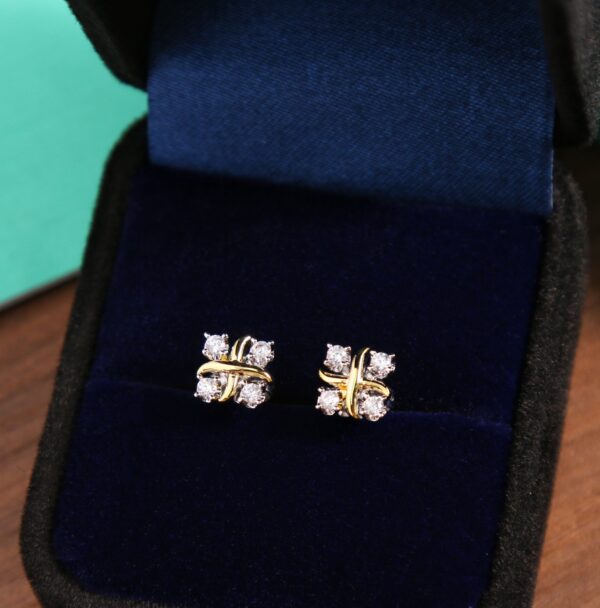 TIFFANY&Co. split color cross stud earrings - Image 4