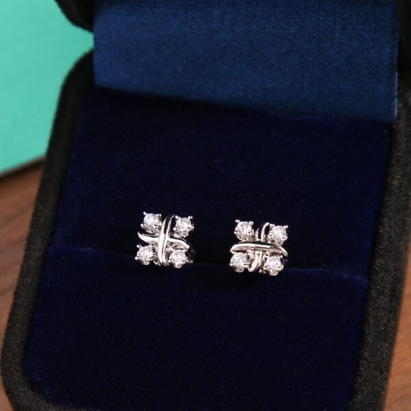 TIFFANY&Co. split color cross stud earrings - Image 5