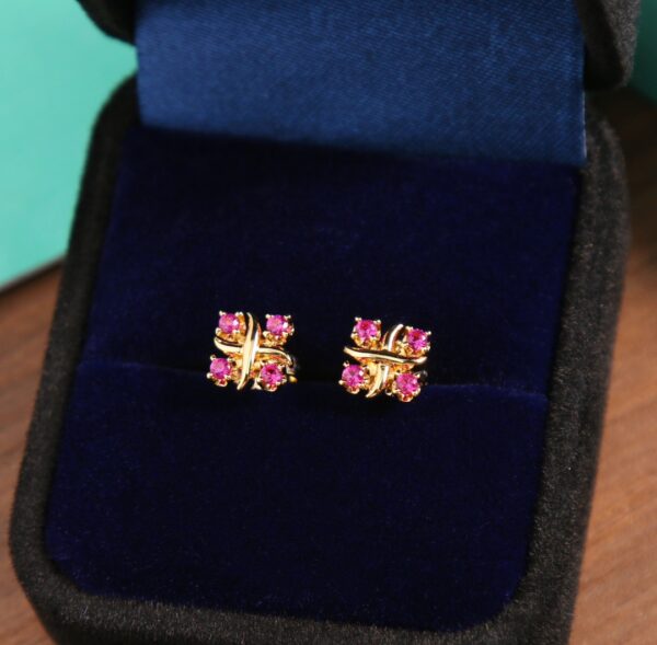 TIFFANY&Co. split color cross stud earrings - Image 6