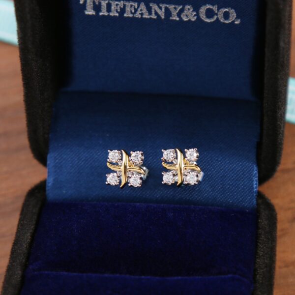 TIFFANY&Co. split color cross stud earrings - Image 7