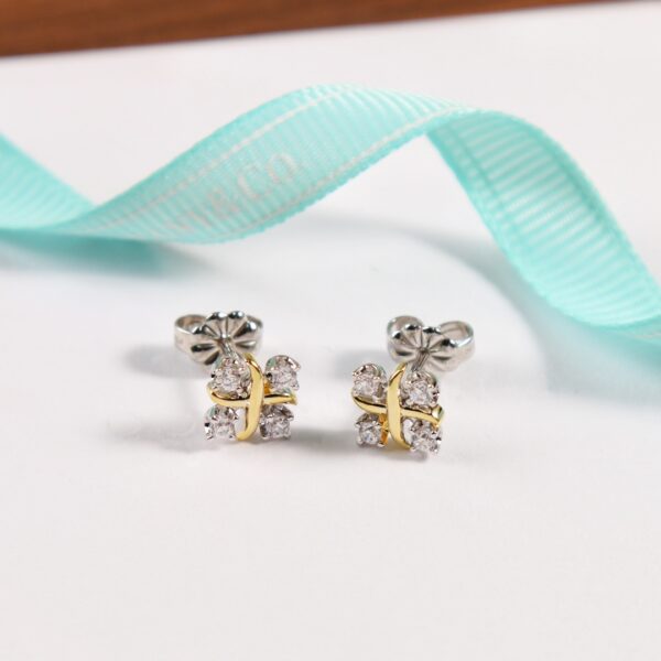 TIFFANY&Co. split color cross stud earrings - Image 9