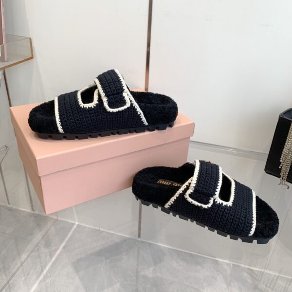 Miu Miu Two Velcro Slippers - Image 6