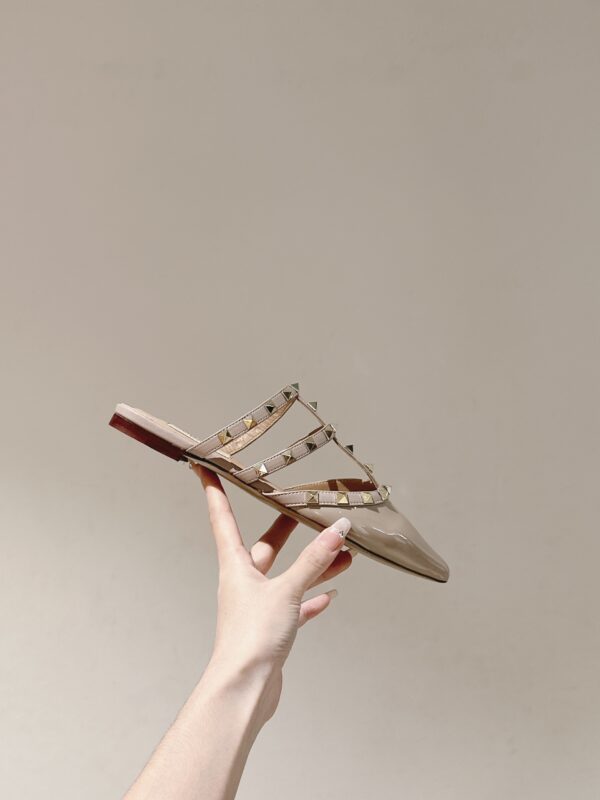 Valentino ROCKSTUD Lacquer Rivet Ballet Flat Shoes - Image 7
