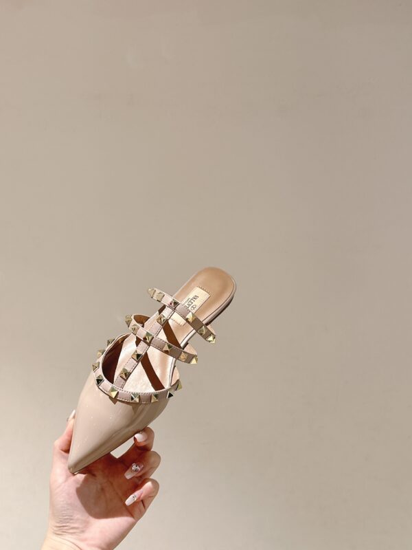 Valentino ROCKSTUD Lacquer Rivet Ballet Flat Shoes - Image 8