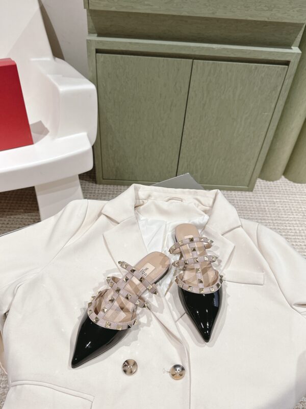Valentino ROCKSTUD Lacquer Rivet Ballet Flat Shoes - Image 2