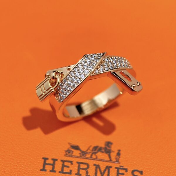 HERMES Full Diamond Lock Ring - Image 3