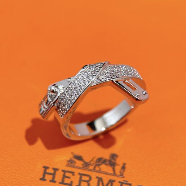 HERMES Full Diamond Lock Ring - Image 4