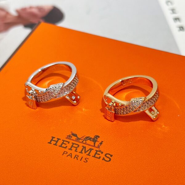 HERMES Full Diamond Lock Ring - Image 6