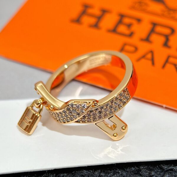 HERMES Full Diamond Lock Ring - Image 7