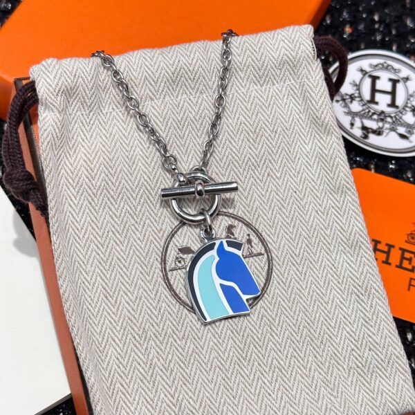 Hermes Helios Cheval Horsehead Necklace - Image 7
