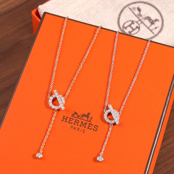HERMES Full Diamond OT Tassel Necklace