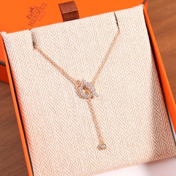 HERMES Full Diamond OT Tassel Necklace - Image 3
