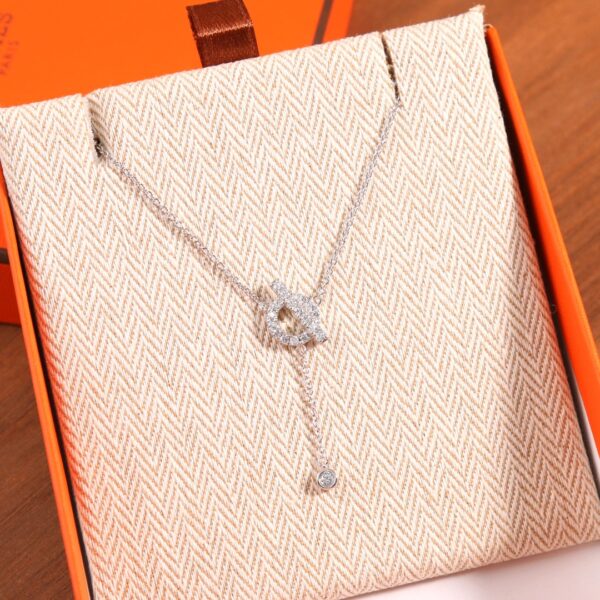 HERMES Full Diamond OT Tassel Necklace - Image 4