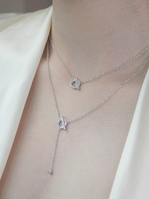 HERMES Full Diamond OT Tassel Necklace - Image 5