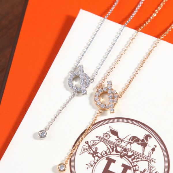 HERMES Full Diamond OT Tassel Necklace - Image 6
