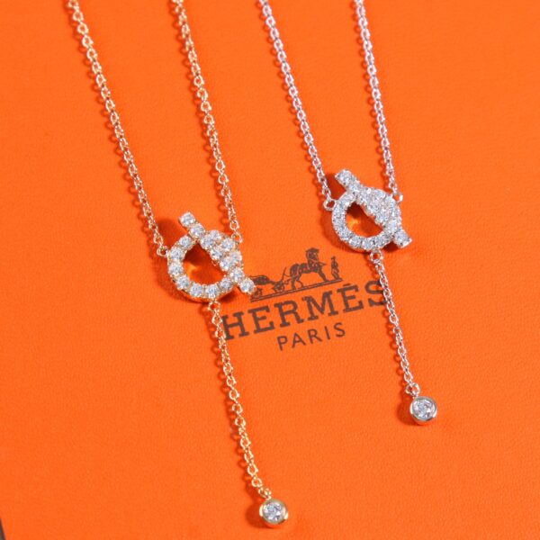 HERMES Full Diamond OT Tassel Necklace - Image 7