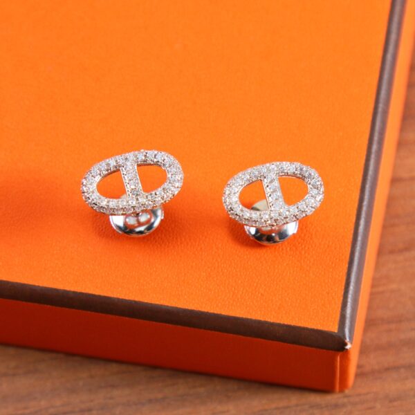HERMES Full Diamond Pig Nose Earrings