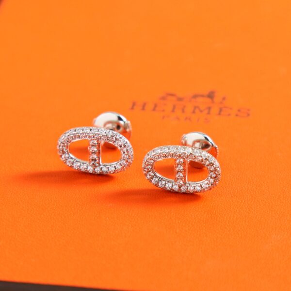 HERMES Full Diamond Pig Nose Earrings - Image 3