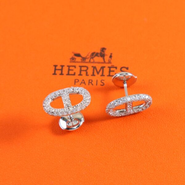 HERMES Full Diamond Pig Nose Earrings - Image 5