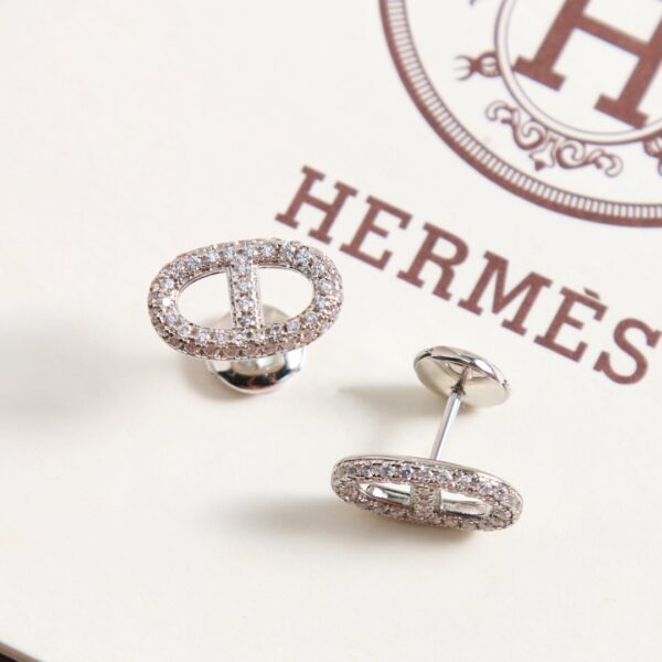 HERMES Full Diamond Pig Nose Earrings - Image 7
