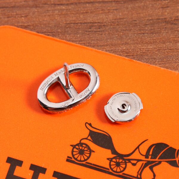 HERMES Full Diamond Pig Nose Earrings - Image 8