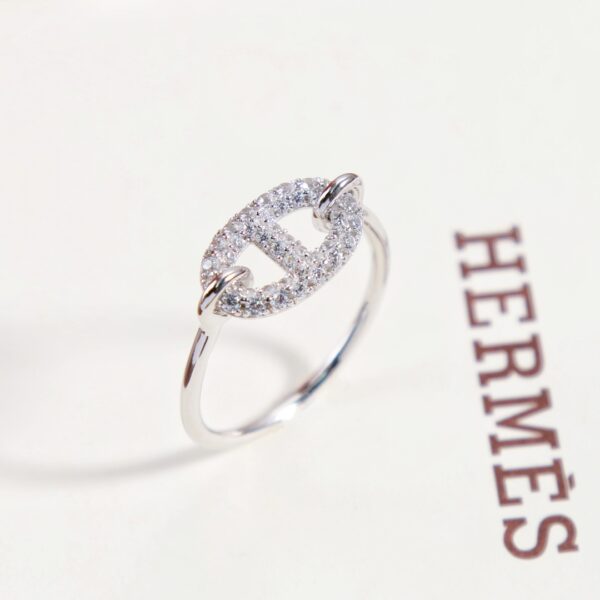 HERMES Full Diamond Pig Nose Ring - Image 3
