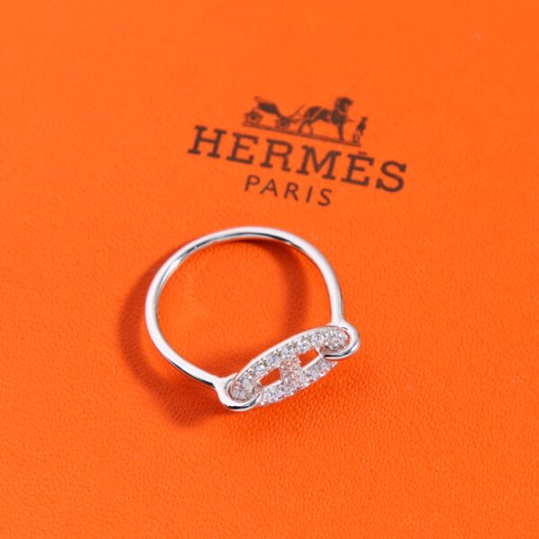 HERMES Full Diamond Pig Nose Ring - Image 5
