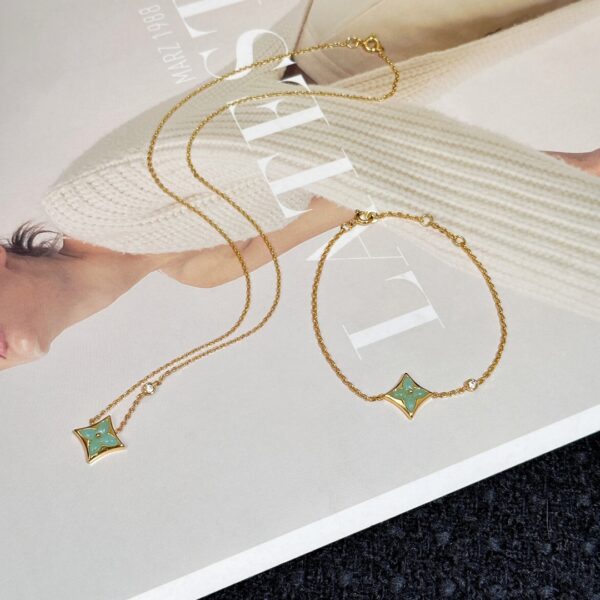 LV Diamond Old Flower Tianhe Stone Bracelet Necklace - Image 3