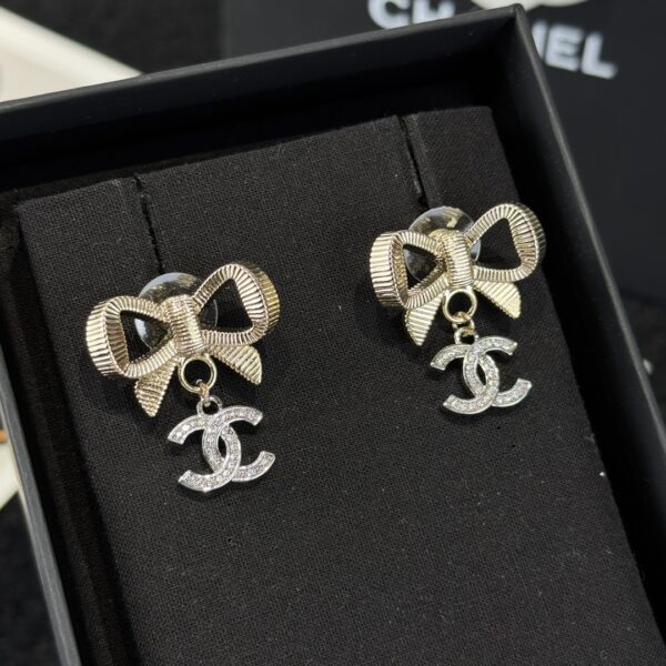 Chanel Double C Bow Earrings