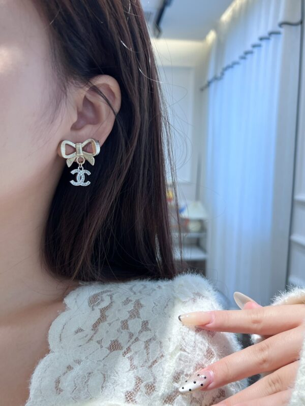 Chanel Double C Bow Earrings - Image 5