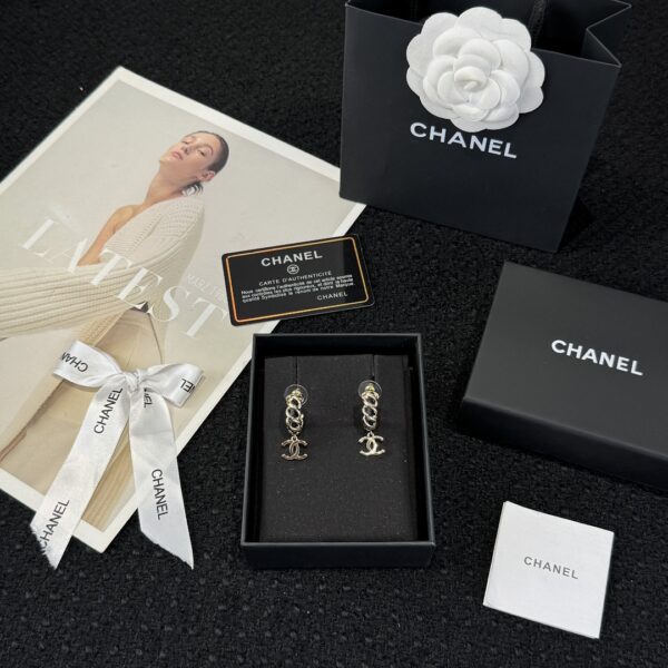 Chanel C2 Double C Black Leather Rope Earrings - Image 2
