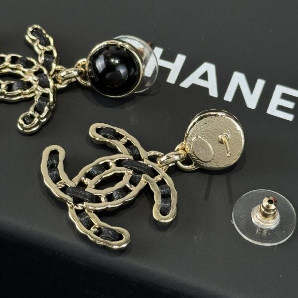 Chanel C2 Double C Black Leather Rope Earrings - Image 6