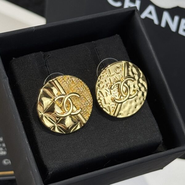 Chanel C1 Double C Gold Letter Disc Lava Earrings