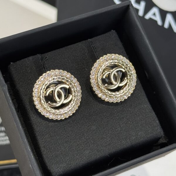 Chanel C1 Double C Round Full Diamond Earnail Earrings