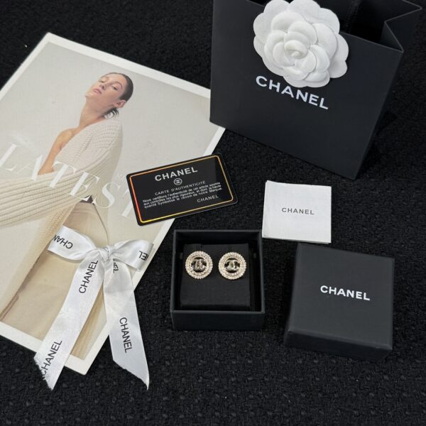 Chanel C1 Double C Round Full Diamond Earnail Earrings - Image 2