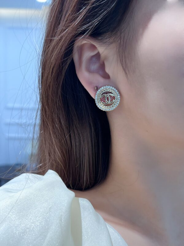 Chanel C1 Double C Round Full Diamond Earnail Earrings - Image 3