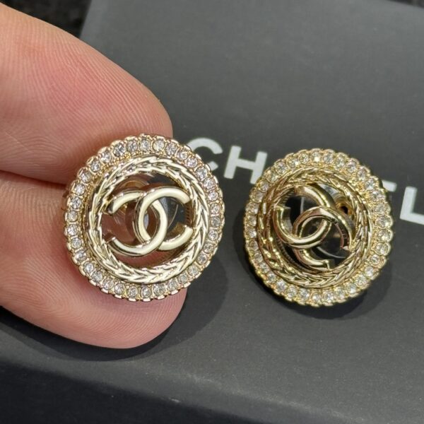 Chanel C1 Double C Round Full Diamond Earnail Earrings - Image 4