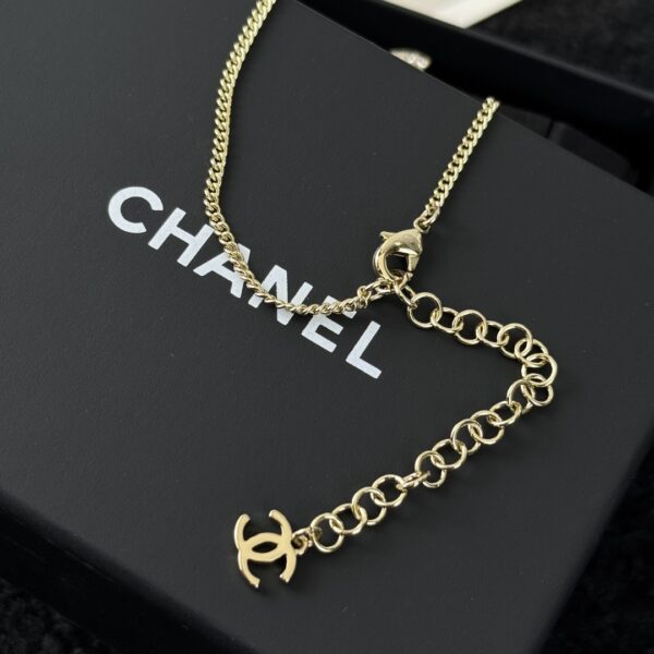Chanel Double C Round Peach Heart Love Necklace - Image 6