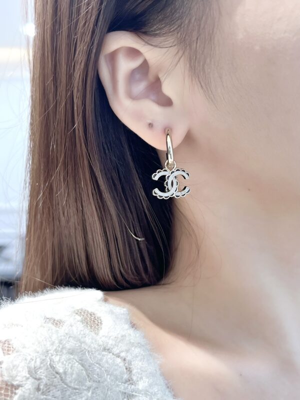 Chanel C2 Double C Lace Edge Earrings - Image 3