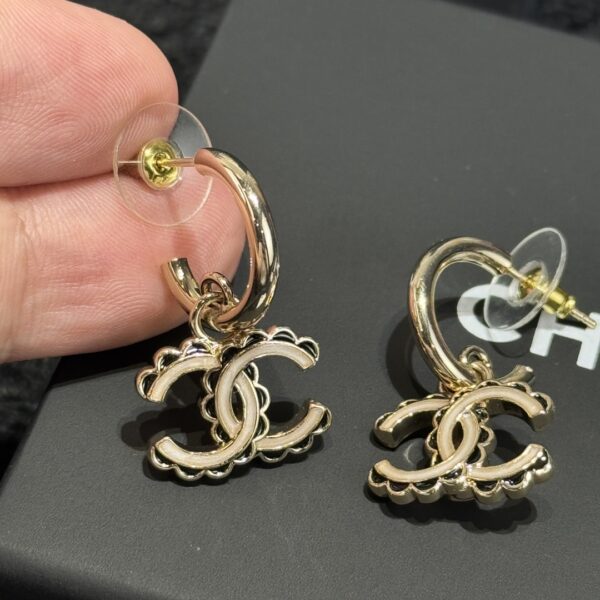 Chanel C2 Double C Lace Edge Earrings - Image 4