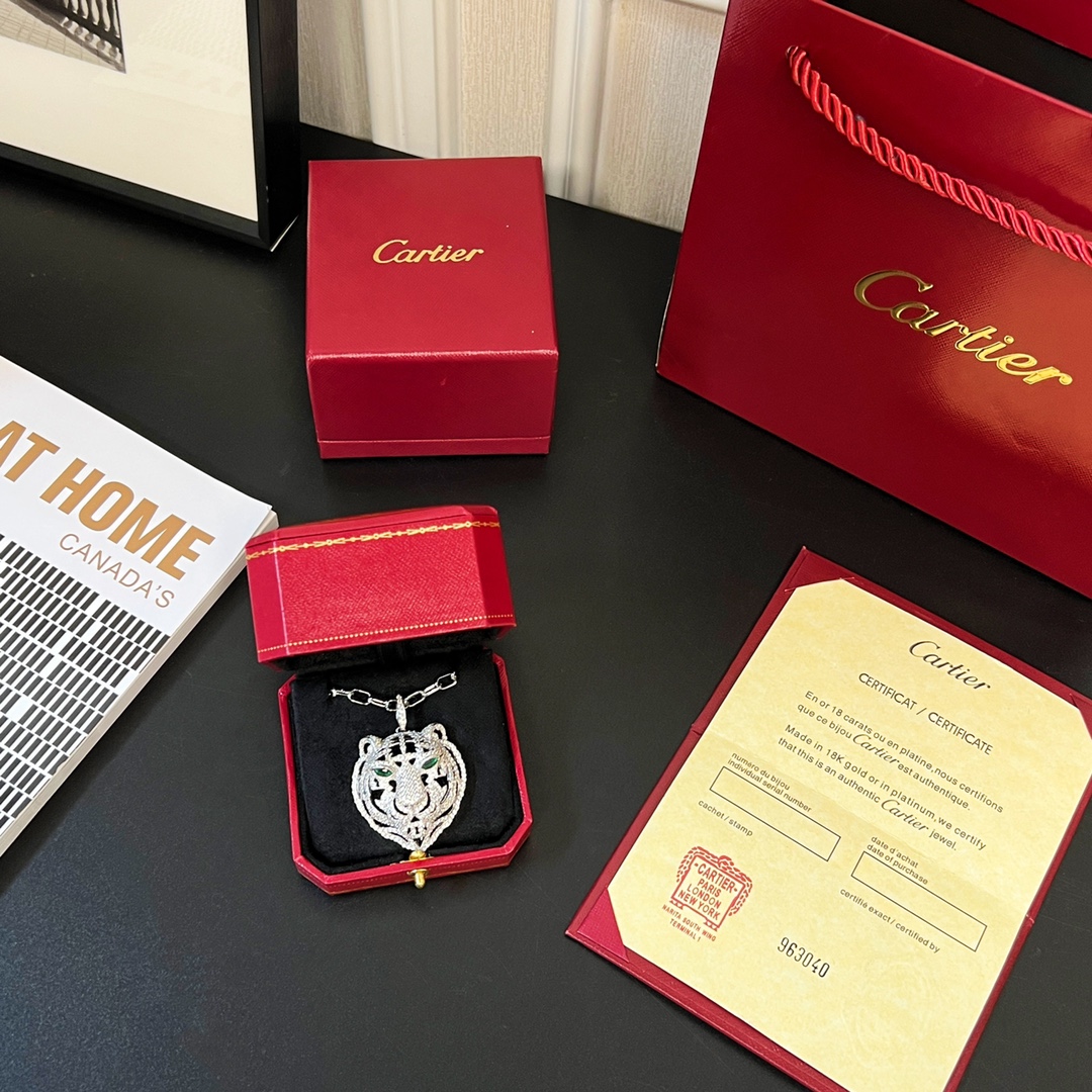 Cartier PANTH È RE DECARTIER Full Diamond Tiger Head Necklace - Image 3