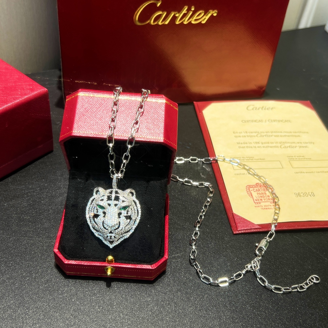 Cartier PANTH È RE DECARTIER Full Diamond Tiger Head Necklace - Image 4
