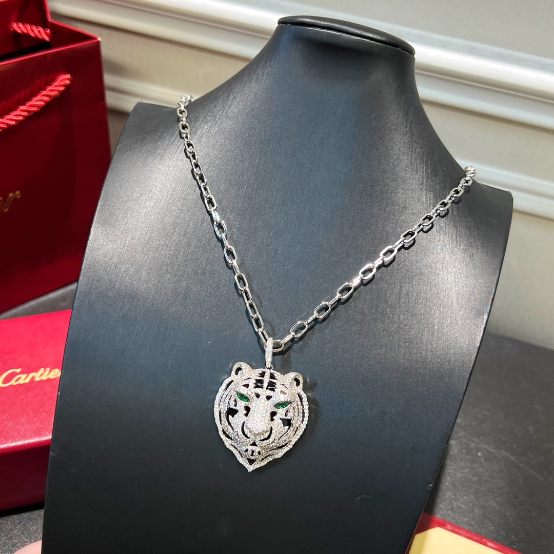 Cartier PANTH È RE DECARTIER Full Diamond Tiger Head Necklace