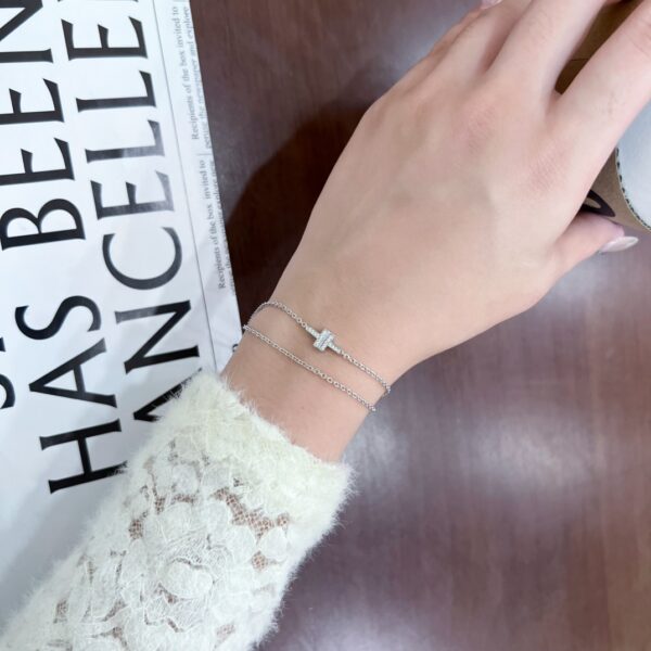Tiffany&CO Double layer Double T Full Diamond Bracelet - Image 2