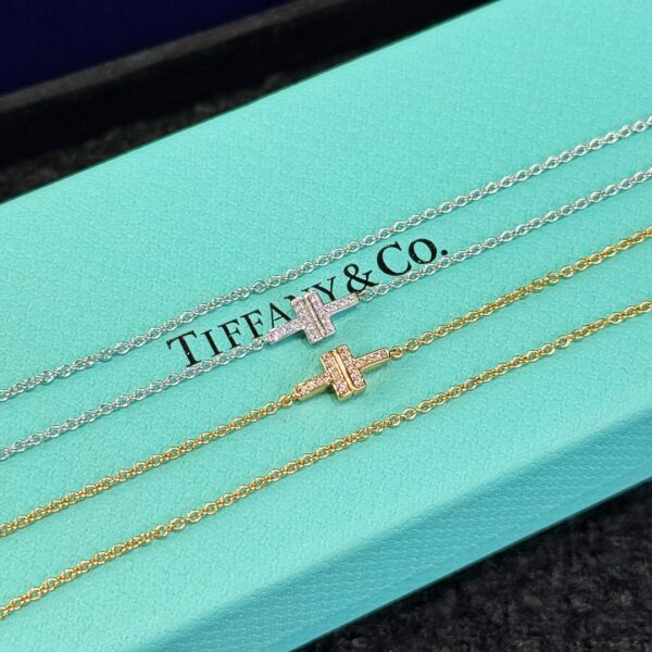 Tiffany&CO Double layer Double T Full Diamond Bracelet - Image 5