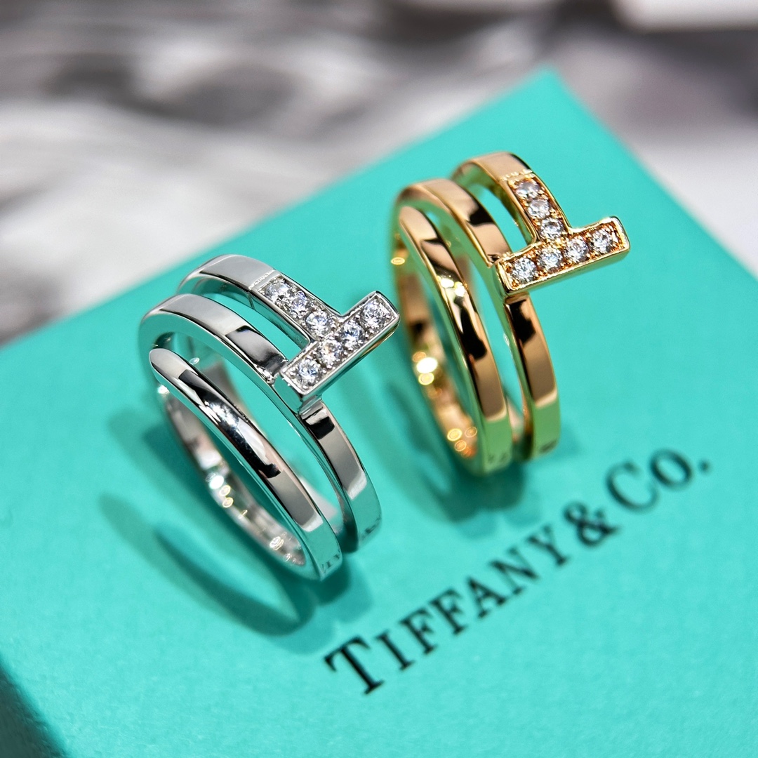 Tiffany&CO Classic T-Series Three Circle Double T Ring