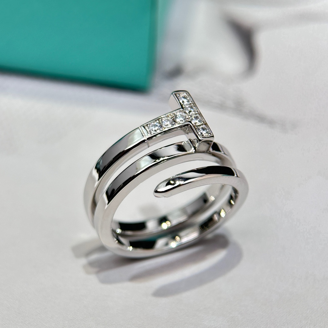 Tiffany&CO Classic T-Series Three Circle Double T Ring - Image 3