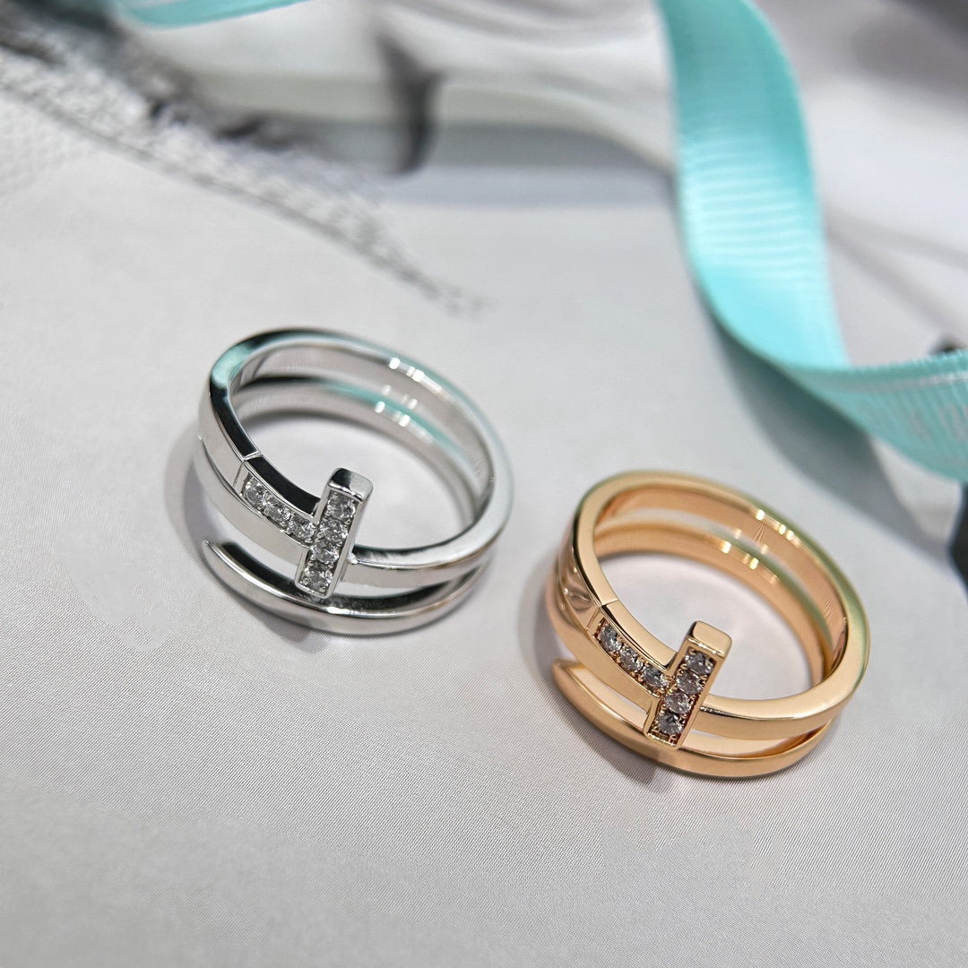 Tiffany&CO Classic T-Series Three Circle Double T Ring - Image 8
